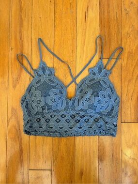 Anemone Floral Lace Bralette in Slate Blue